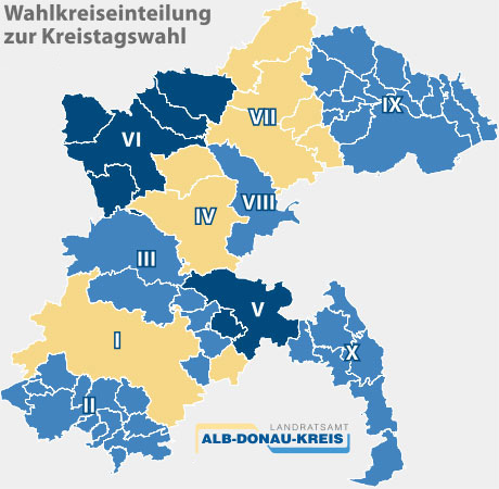 Wahlkreiseinteilung zur Kreistagswahl 2019